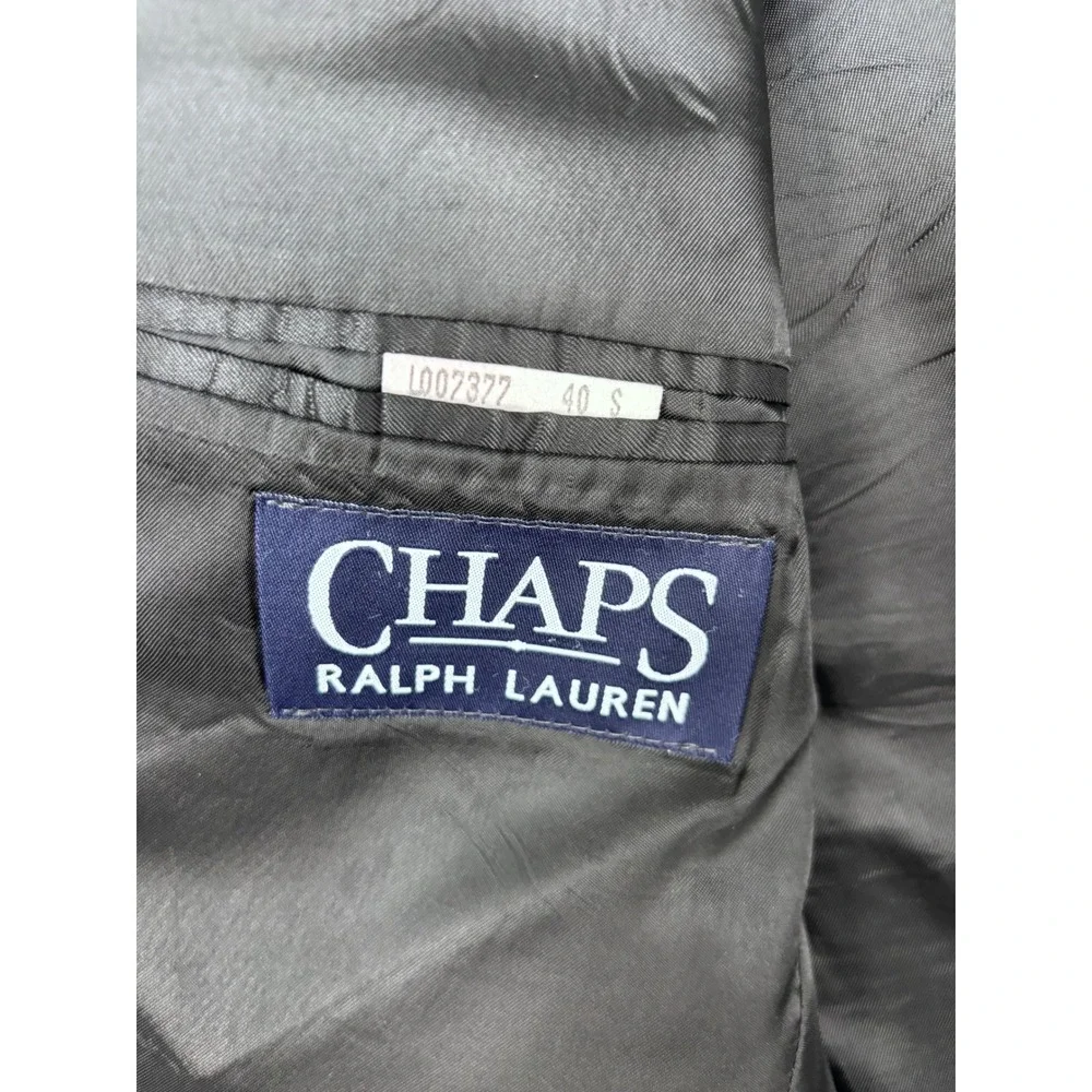 Chaps Ralph Lauren Mens 40S Blazer Jacket Charcoal Grey Blue Pinstripe 2 Button